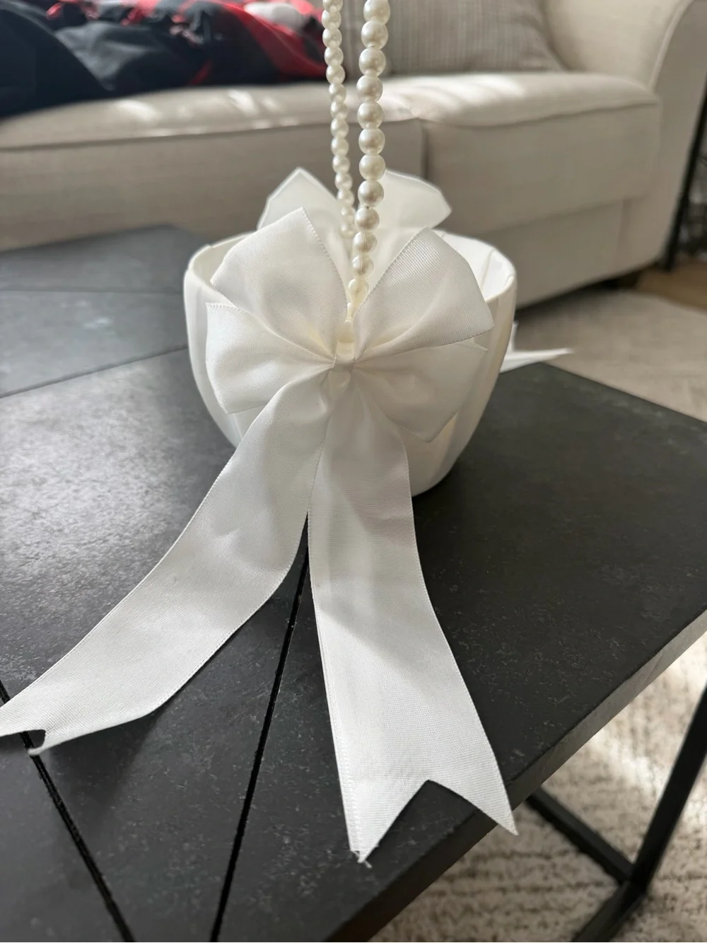 Ring Security Mini Case and White Flower Girl Basket Set